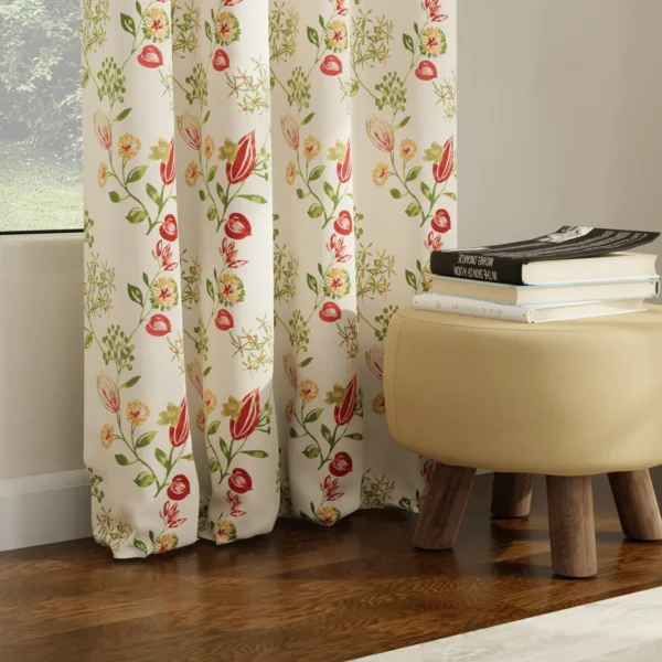 Digital Printed Curtains, Pack of 2 Curtains - Gulmohar