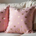 Decorative Velvet Gold Foil Heart Cushion Covers for Sofa, Bedroom, Living Room - Set of 2 - Heart of Gold Pink - Image 4