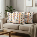 Cotton Cushion Covers, throw pillows for couch- Boho Multi Orange