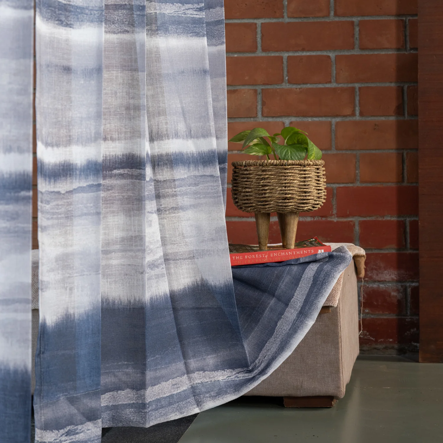 1_4c071b4e-1fdd-4cdf-a371-0d567197d36d_1800x1800 Sheer Curtains, Linen Textured & Digital Printed, Pack of 2 - Coastal Tides Navy - Image 1