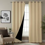 100% Blackout Curtains for Door and Window, Pack of 2 - Soft Beige