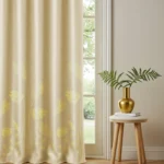 Gold Foil Printed 100% Blackout Curtains - Pack of 1 Curtain - Aurika Beige