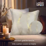 Decorative Gold Foil Cushion Cover, for Sofa, Bedroom, Living Room - Set of 2 - Double wave Beige - Image 2