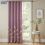 Gold Foil Printed 100% Blackout Curtains - Pack of 1 Curtain - Aurika Mauve - Image 2