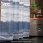 Sheer Curtains, Linen Textured & Digital Printed, Pack of 2 - Coastal Tides Navy - Image 3