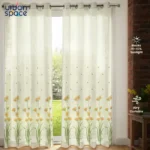 Sheer Curtains, Linen Textured & Digital Printed, Pack of 2 - Raga - Image 4