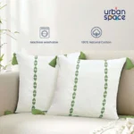 Embroidered Cotton Cushion Cover, for Sofa, Bedroom, Living Room - Set of 2 - Vintage Braid Sage Green - Image 3