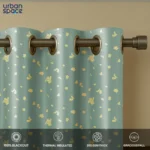 Gold Foil Printed 100% Blackout Curtains - Pack of 1 Curtain - Dalmatian Sage Green - Image 2