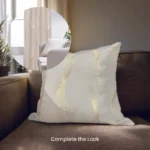 Decorative Gold Foil Cushion Cover, for Sofa, Bedroom, Living Room - Set of 2 - Double wave Beige - Image 4