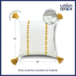 Embroidered Cotton Cushion Cover, for Sofa, Bedroom, Living Room - Set of 2 - Vintage Braid Yellow - Image 4