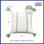 Embroidered Cotton Cushion Cover, for Sofa, Bedroom, Living Room - Set of 2 - Vintage Braid Sage Green - Image 5