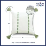 Embroidered Cotton Cushion Cover, for Sofa, Bedroom, Living Room - Set of 2 - Vintage Braid Sage Green - Image 4