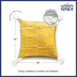 Embroidered Cotton Cushion Cover, for Sofa, Bedroom, Living Room - Set of 2 - Aura Checks Yellow - Image 5