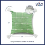 Embroidered Cotton Cushion Cover, for Sofa, Bedroom, Living Room - Set of 2 - Aura Checks Green - Image 4
