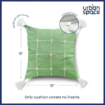 Embroidered Cotton Cushion Cover, for Sofa, Bedroom, Living Room - Set of 2 - Aura Checks Green - Image 5