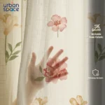 Sheer Curtains, Linen Textured & Digital Printed, Pack of 2 - Mehek - Image 4