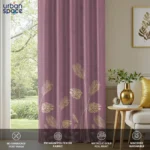 Gold Foil Printed 100% Blackout Curtains - Pack of 1 Curtain - Aurika Mauve - Image 4