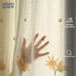 Sheer Curtains, Linen Textured & Digital Printed, Pack of 2 - Raga - Image 3