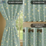 Gold Foil Printed 100% Blackout Curtains - Pack of 1 Curtain - Dalmatian Sage Green - Image 5