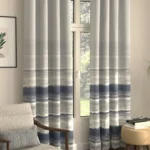 Digital Printed Curtains, Pack of 2 Curtains - Coastal Tides Navy
