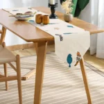 100% Cotton Table runner For 4 or 6 seater Dining / Centre Table - Humming Bird Blue