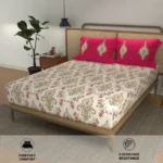 Divine Collection - 144 TC 100% Cotton Double Bedsheet with 2 Pillow Covers - Motif Red - Image 2