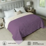 Fluffy & Heavy 200 GSM Microfiber Reversible Quilted Winter Comforters - Plum & Pearl - Image 4