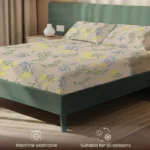 200 TC Glaced Cotton Microfiber Bedsheet with Pillow Covers - Camellia - Image 4