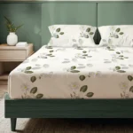 200 TC Glaced Cotton Microfiber Bedsheet with Pillow Covers - Tea Leaves