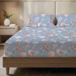 200 TC Glaced Cotton Microfiber Bedsheet with Pillow Covers - Orient Flowers
