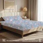 200 TC Glaced Cotton Microfiber Bedsheet with Pillow Covers - Orient Flowers - Image 4