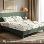 200 TC Glaced Cotton Microfiber Bedsheet with Pillow Covers - Tea Leaves - Image 4