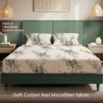 200 TC Glaced Cotton Microfiber Bedsheet with Pillow Covers - Stellar - Image 3